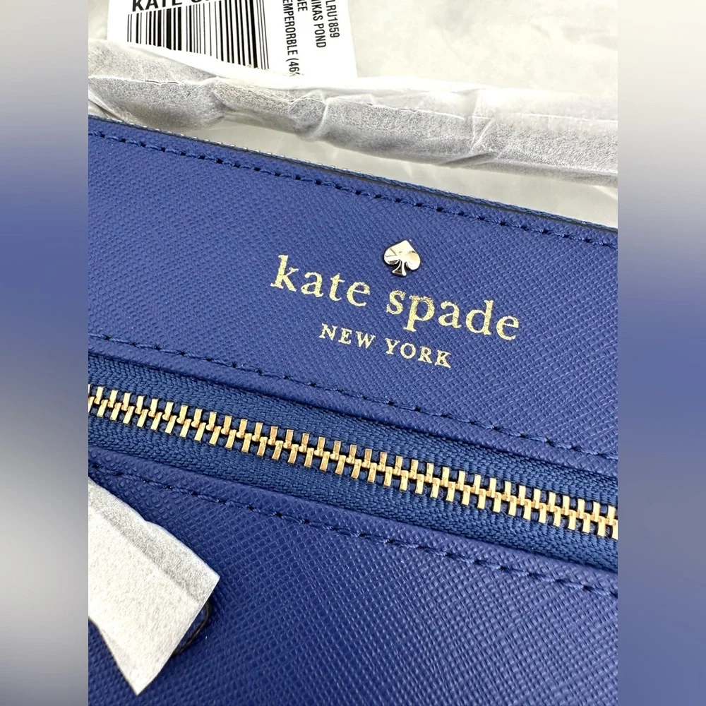 New! Kate Spade leather Wristlet Mikas Pond Bee Emperor Blue